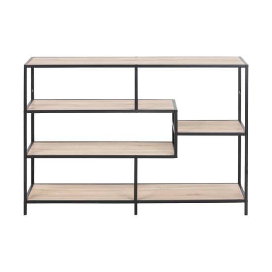 Salvo Wooden Bookcase 4 Shelves Wide With Black Metal Frame_2