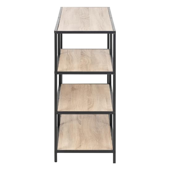 Salvo Wooden Bookcase 4 Shelves Wide With Black Metal Frame_3