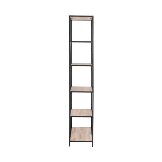 Salvo Wooden Bookcase 5 Shelves Tall With Black Metal Frame_3