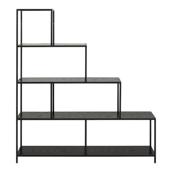 Salvo Wooden Bookcase Step Shape 4 Shelves In Ash Black_2