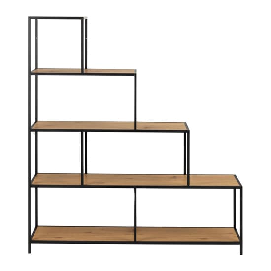 Salvo Wooden Bookcase Step Shape 4 Shelves In Matt Wild Oak_2