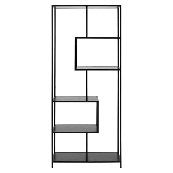 Salvo Wooden Bookcase Tall With 5 Shelves In Ash Black_3