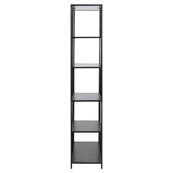 Salvo Wooden Bookcase Tall With 5 Shelves In Ash Black_4