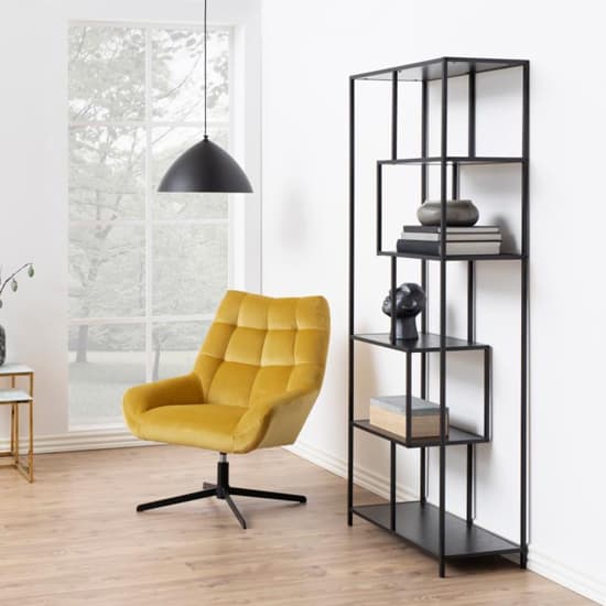 Salvo Wooden Bookcase Tall With 5 Shelves In Ash Black_7