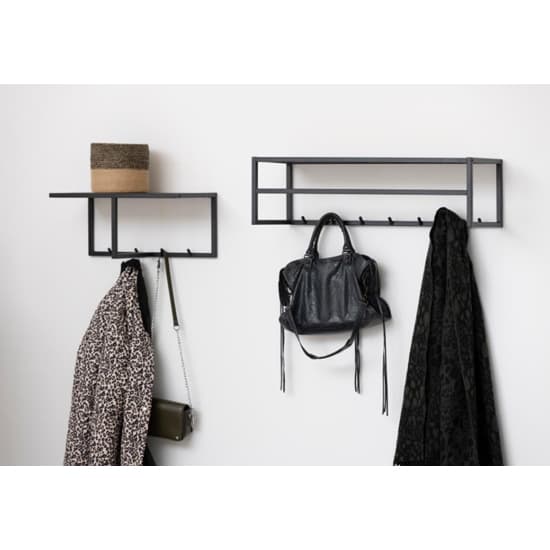 Salvo Wooden Coat Rack Wall Hung With 4 Hooks In Ash Black_4