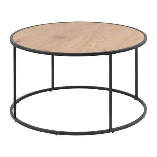 Salvo Wooden Coffee Table Round With Black Metal Frame_2