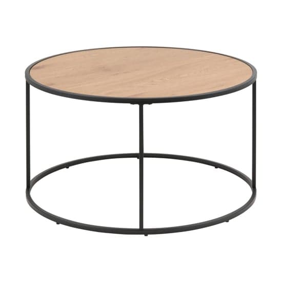 Salvo Wooden Coffee Table Round With Black Metal Frame_1