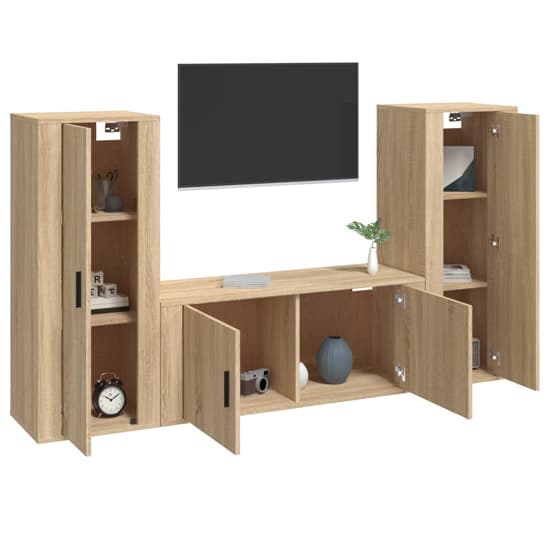 Salvo Wooden Entertainment Unit Wall Hung In Sonoma Oak Furniture in