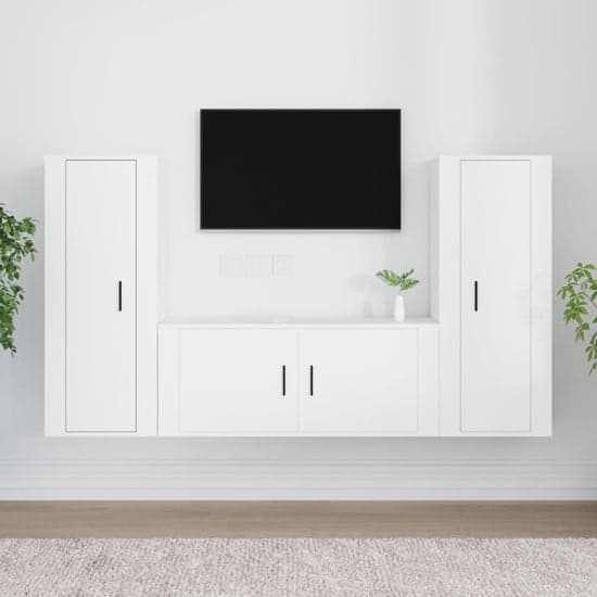 Salvo Wooden Entertainment Unit Wall Hung In White_1
