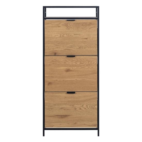 Salvo Wooden Shoe Storage Cabinet 3 Flap Doors In Matt Wild Oak_2