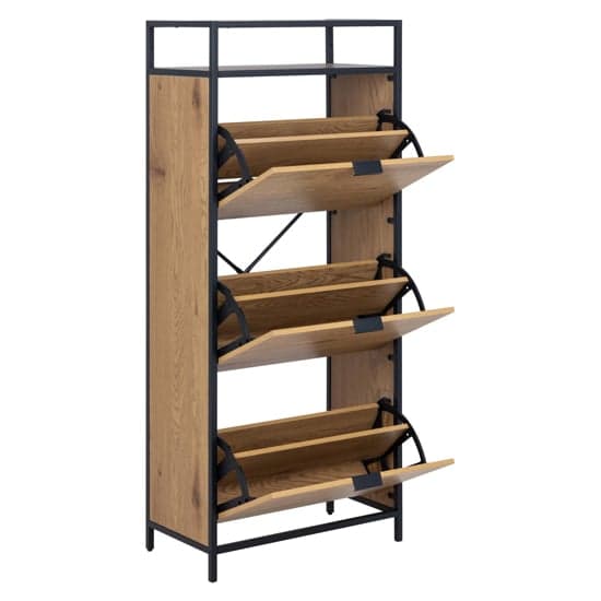 Salvo Wooden Shoe Storage Cabinet 3 Flap Doors In Matt Wild Oak_3