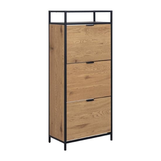 Salvo Wooden Shoe Storage Cabinet 3 Flap Doors In Matt Wild Oak_1