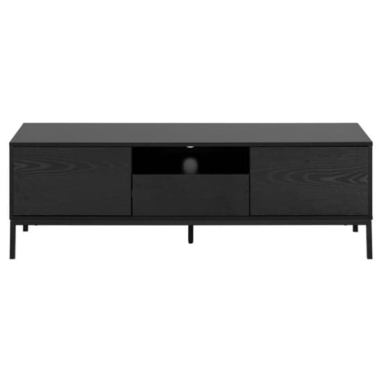 Salvo Wooden TV Stand With 2 Doors 1 Drawer In Ash Black_2