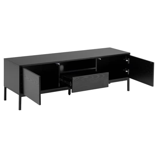 Salvo Wooden TV Stand With 2 Doors 1 Drawer In Ash Black_3