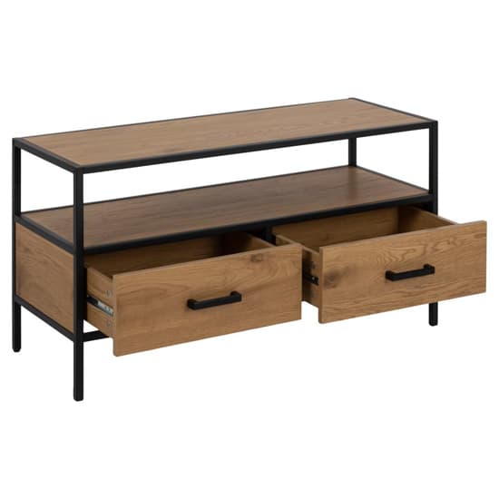 Salvo Wooden TV Stand With 2 Drawers 1 Shelf In Matt Wild Oak_4