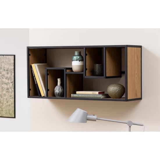 Salvo Wooden Wall Shelf With 7 Shelves In Matt Wild Oak_4