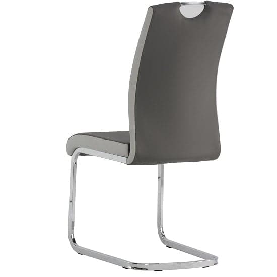 Samson Cantilever Dining Chair In Grey Faux Leather In A Pair_2