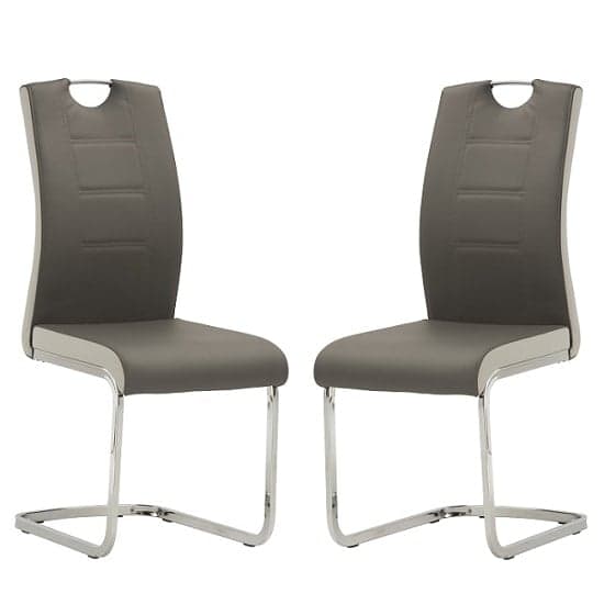 Samson Cantilever Dining Chair In Grey Faux Leather In A Pair_1