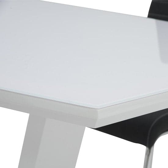 Samson Rectangular Glass Top High Gloss Dining Table In White_2
