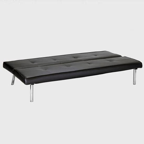 Sancia PU Leather Sofa Bed With Chrome Legs In Black_2