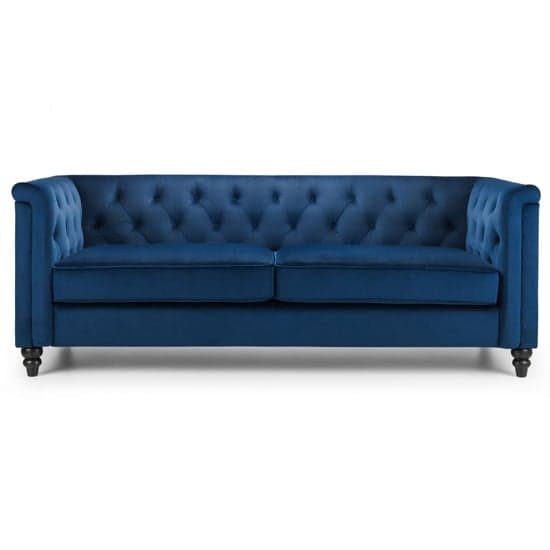 Sadaf Velvet 3 Seater Sofa In Blue_2