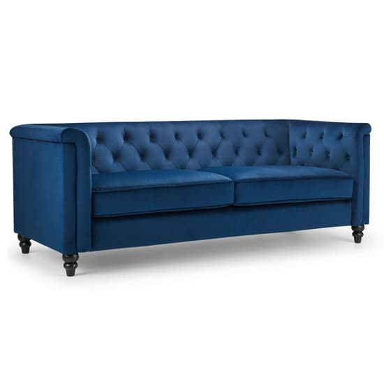 Sadaf Velvet 3 Seater Sofa In Blue_3
