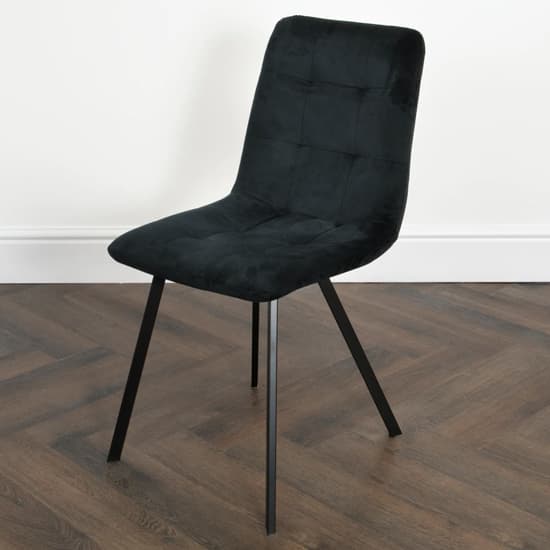 Sandy Squared Black Velvet Dining Chairs In Pair_5