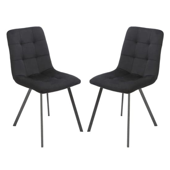 Sandy Squared Black Velvet Dining Chairs In Pair_1