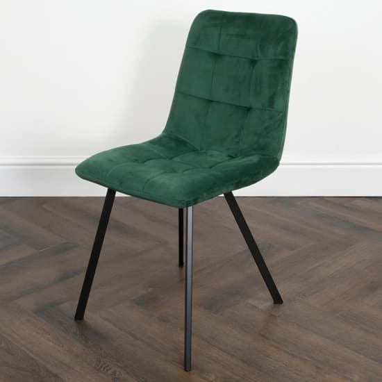 Sandy Squared Green Velvet Dining Chairs In Pair_5