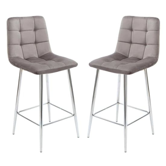 Sandy Squared Grey Velvet Bar Chairs In Pair_1