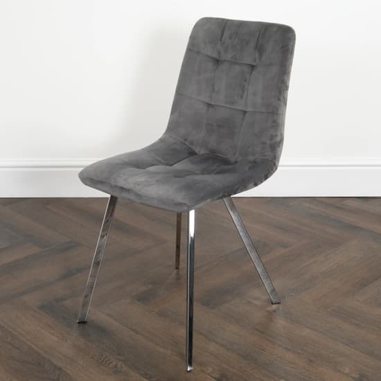 Sandy Squared Grey Velvet Dining Chairs In Pair_5