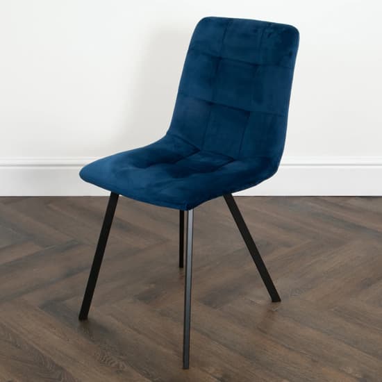 Sandy Squared Navy Blue Velvet Dining Chairs In Pair_5