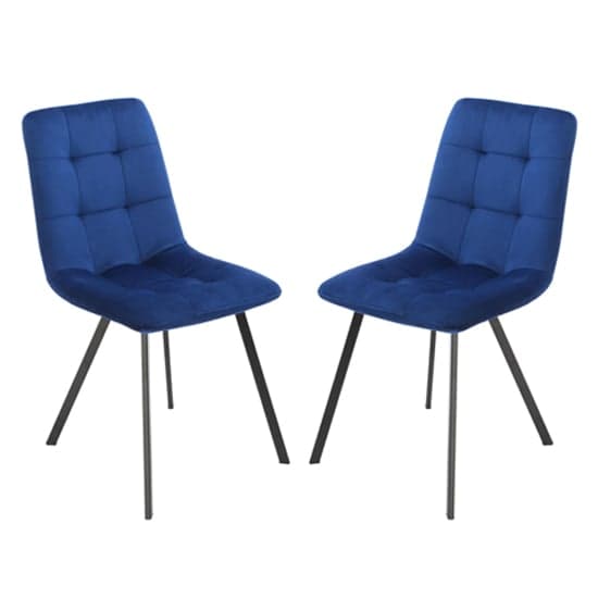 Sandy Squared Navy Blue Velvet Dining Chairs In Pair_1