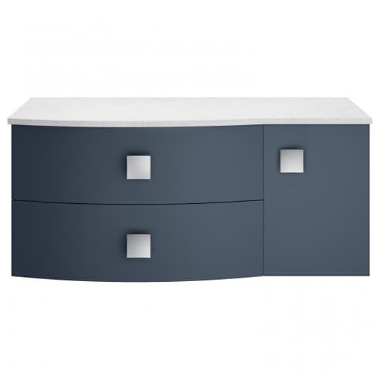Sane 100cm Left Handed Wall Vanity With White Worktop In Blue_1