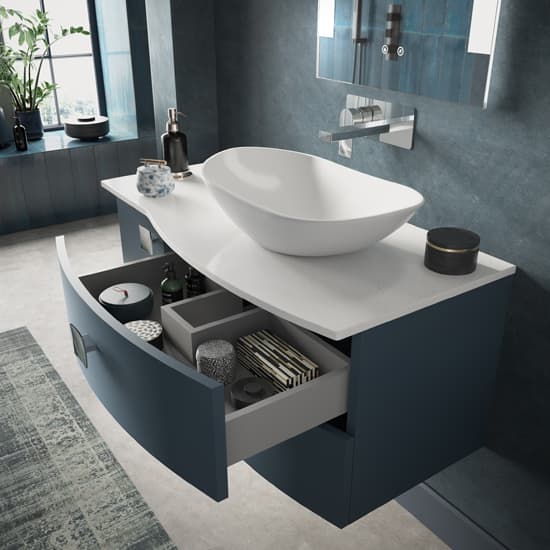 Sane 100cm Right Handed Wall Vanity With White Worktop In Blue_2