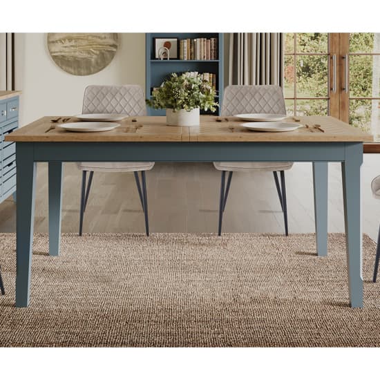 Sanford Extending Wooden Dining Table In Blue And Oak_2