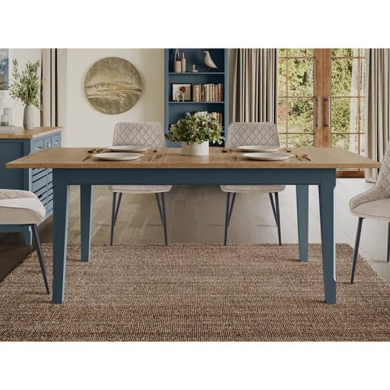 Sanford Extending Wooden Dining Table In Blue And Oak_1