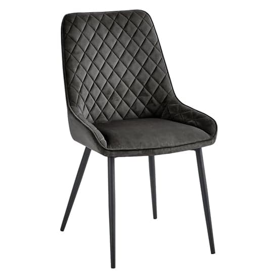 Sanford Grey Velvet Dining Chairs With Black Legs In Pair_2