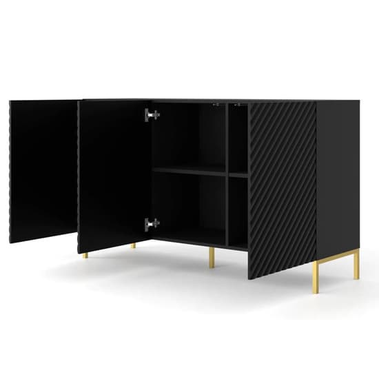 Sanford Wooden Sideboard Large With 3 Doors In Black_4