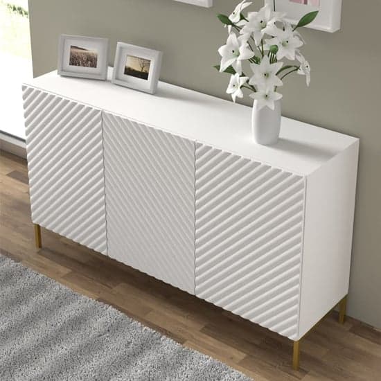 Sanford Wooden Sideboard Large With 3 Doors In White_2