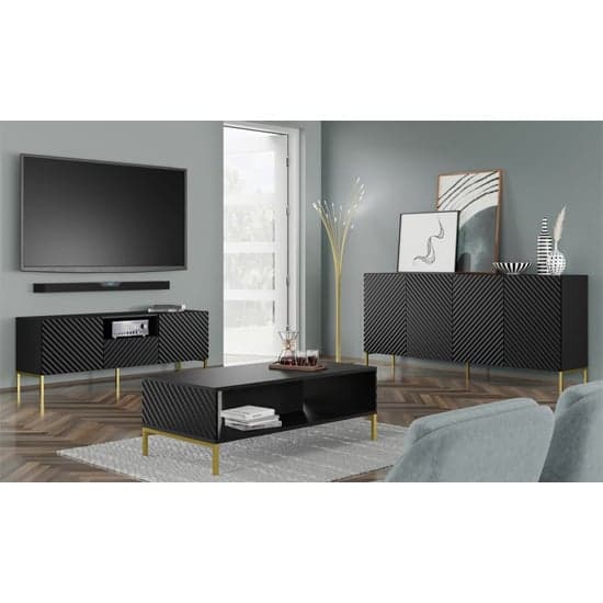Sanford Wooden Sideboard Large With 4 Doors In Black_5