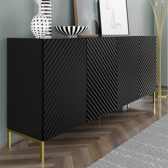 Sanford Wooden Sideboard Large With 4 Doors In Black_1