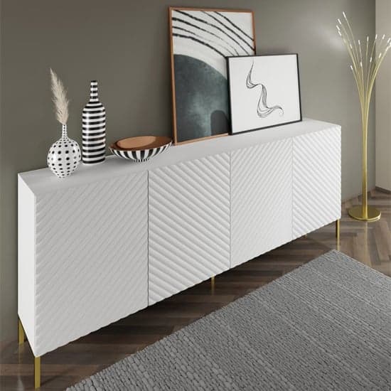 Sanford Wooden Sideboard Large With 4 Doors In White_2