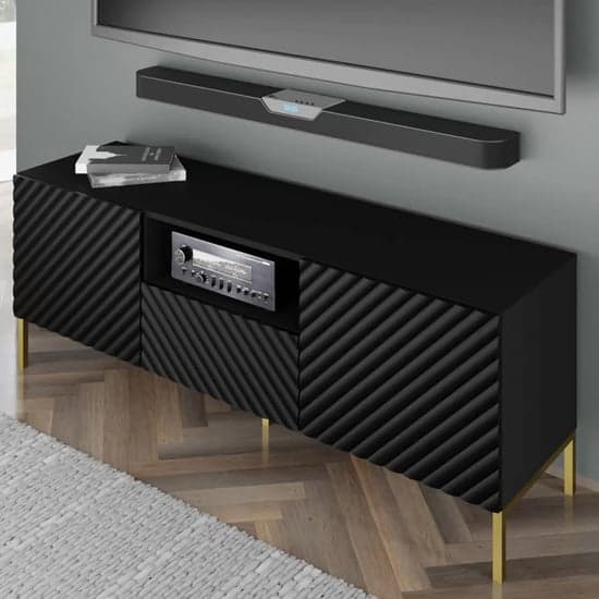 Sanford Wooden TV Stand With 2 Doors 1 Drawer In Black_2