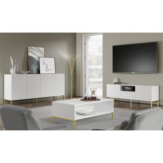 Sanford Wooden TV Stand With 2 Doors 1 Drawer In White_5