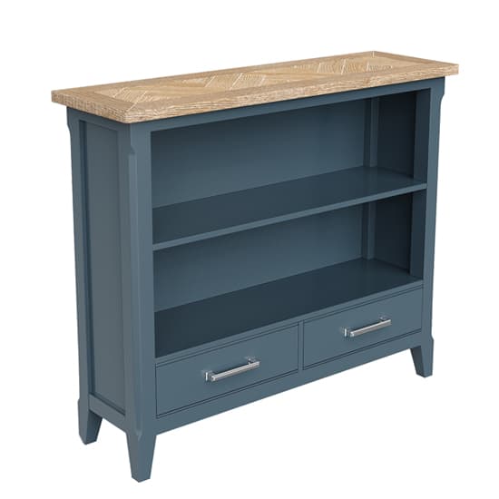 Sanford Wooden Bookcase With 2 Drawers In Blue_3