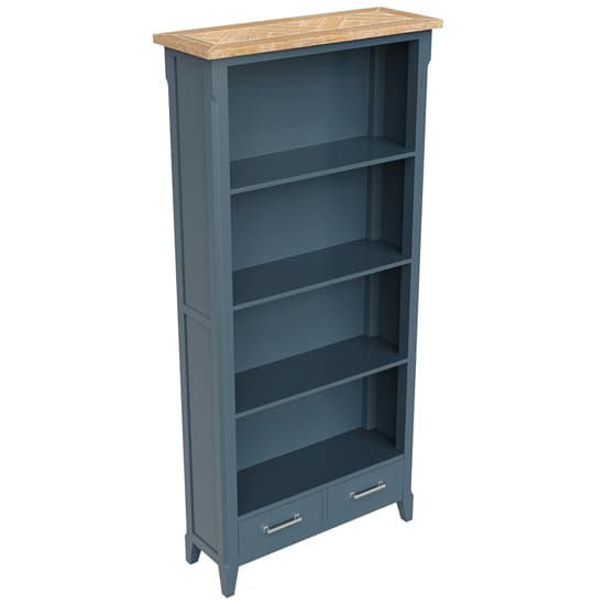 Sanford Wooden Bookcase Tall With 2 Drawers In Blue_2