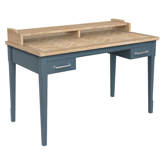 Sanford Wooden Computer Desk With 2 Drawers In Blue_3