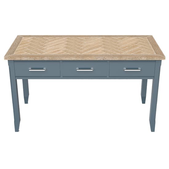 Sanford Wooden Computer Desk With 3 Drawers In Blue_2