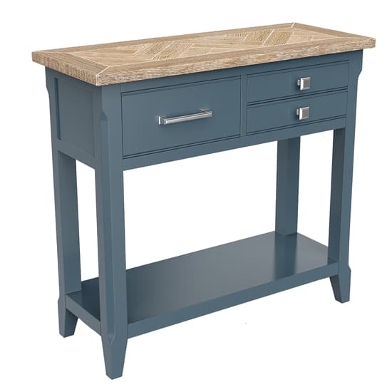 Sanford Wooden Console Table With 3 Drawers In Blue_3